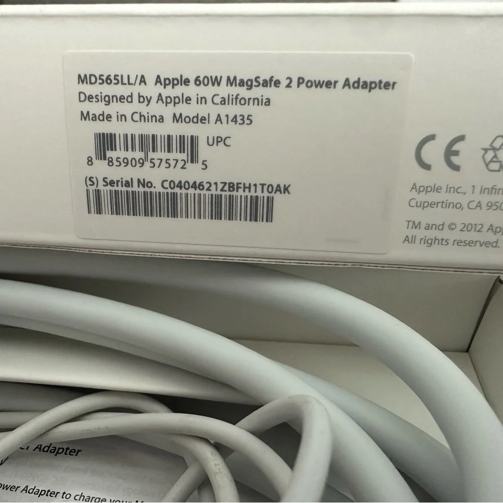 Set of 2 Authentic Apple 60W MagSafe 2 Power Adapters for MacBook Pro